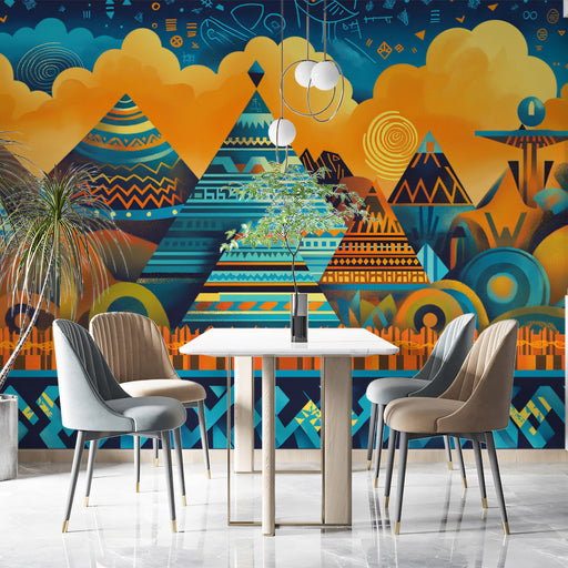 Geometric Pyramid Pattern Mural Wallpaper | Bold Modern Decoration