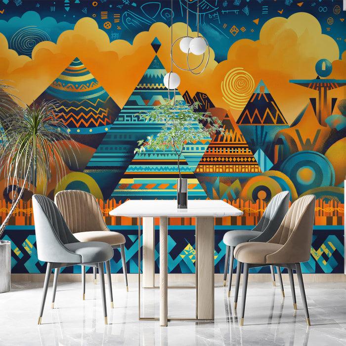 Geometric Pyramid Pattern Mural Wallpaper | Bold Modern Decoration