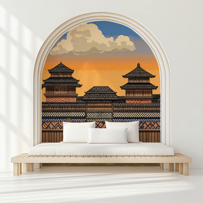 Traditional Arch Architecture Mural Wallpaper | Cultural Heritage Decoration