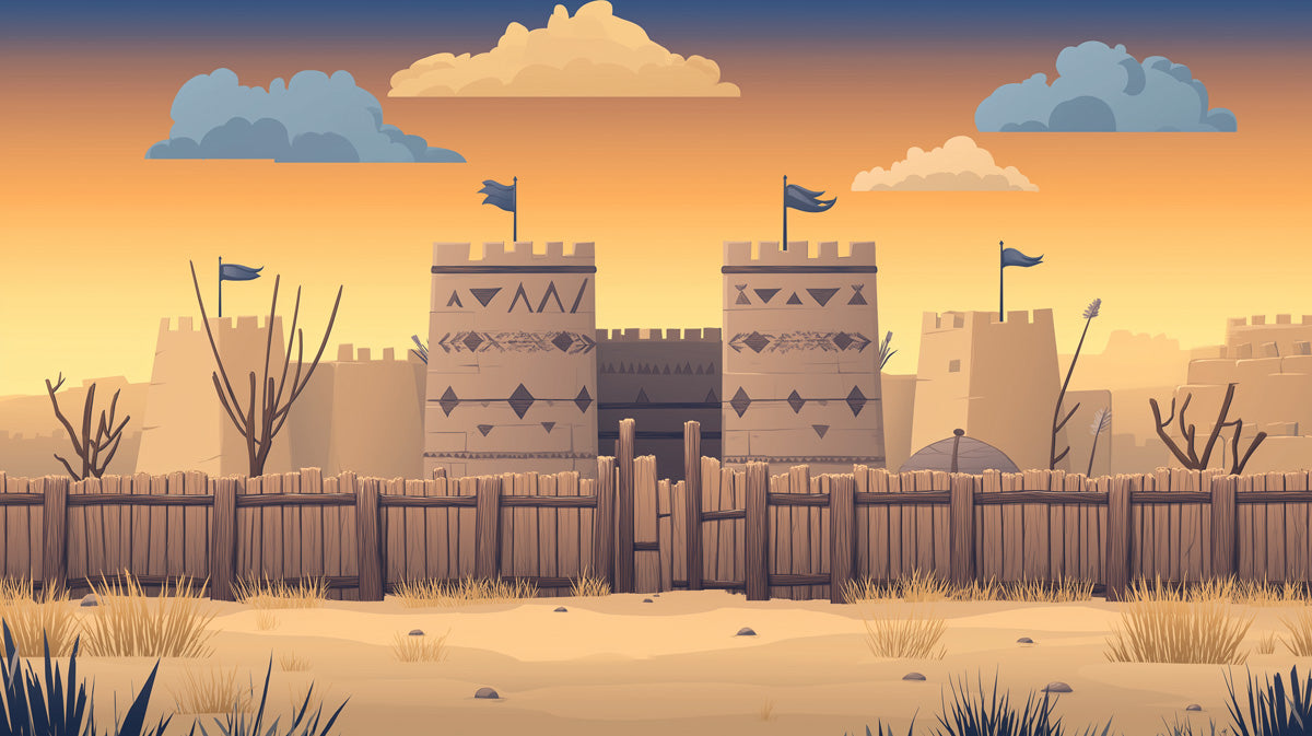 Fortress Sunset Scene Mural Wallpaper | Bold Cultural Decoration