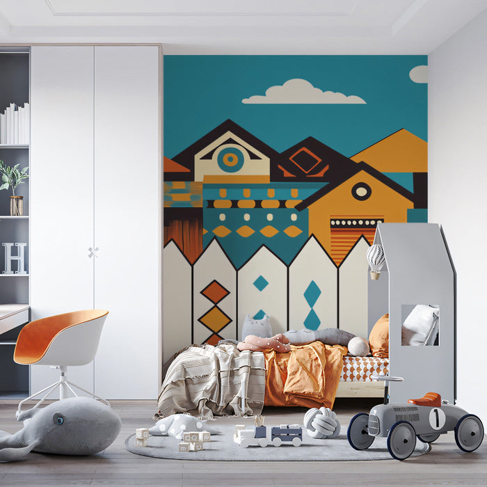 Geometric Playful Houses Mural Wallpaper | Kids¡¯ Playful