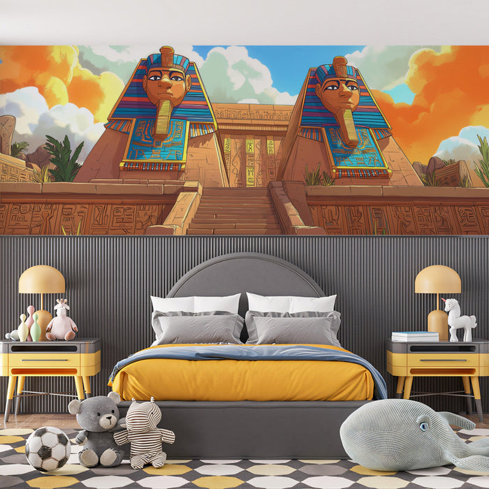 Egyptian Temple Kids Mural Wallpaper | Educational Playful Decoration