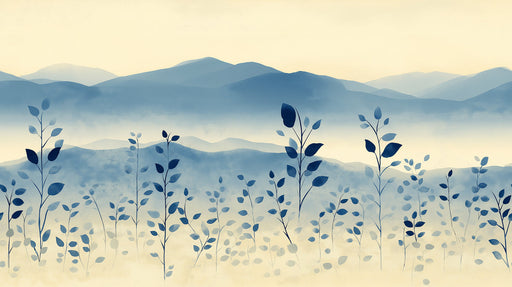 Mountain Foliage Bedroom Mural Wallpaper | Modern Serene Decoration