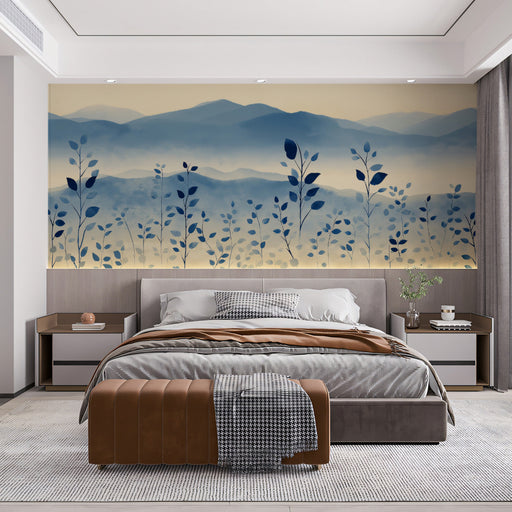 Mountain Foliage Bedroom Mural Wallpaper | Modern Serene Decoration