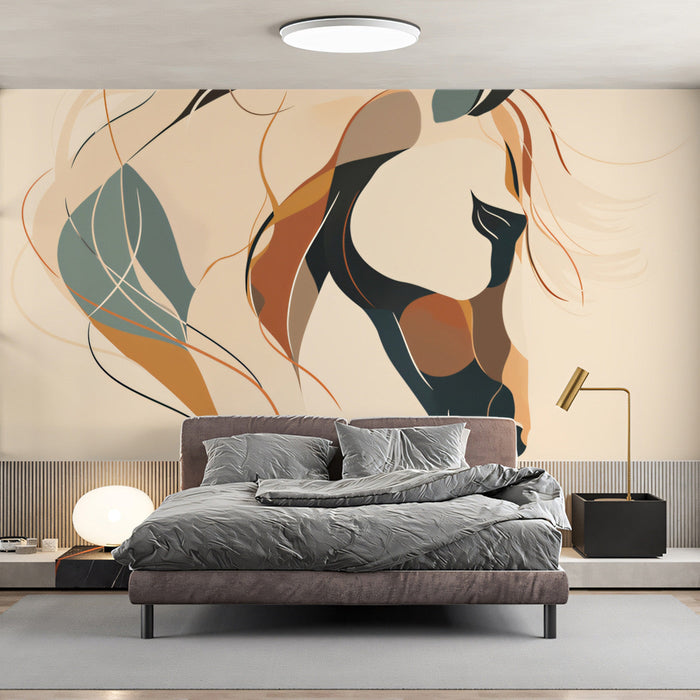 Abstract Horse Figure for Bedroom Mural Wallpaper