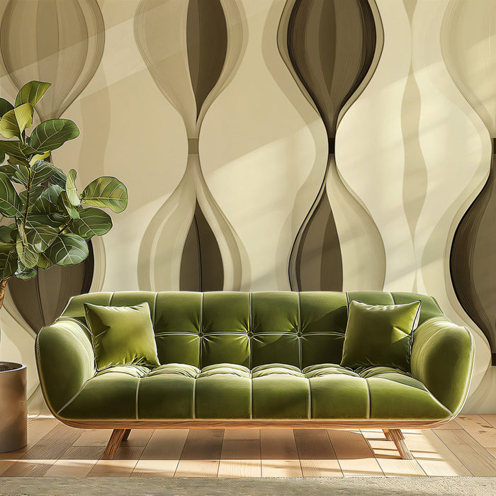 Wavy Line Mural Wallpaper | Contemporary Abstract Decoration