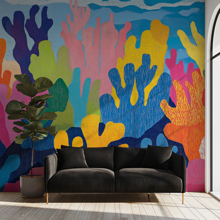 Coral Reef Mural Wallpaper | Vibrant Tropical Decoration