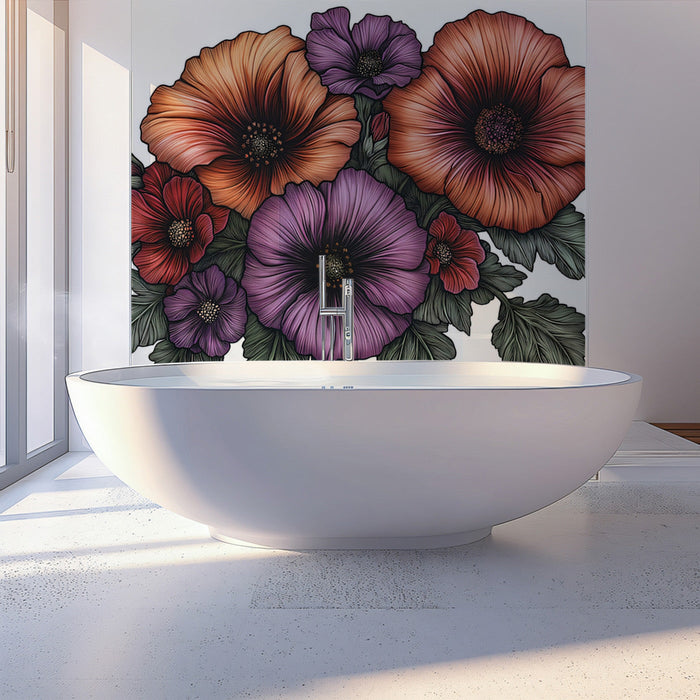 Bold Petal Floral Mural Wallpaper | Dramatic Decorative