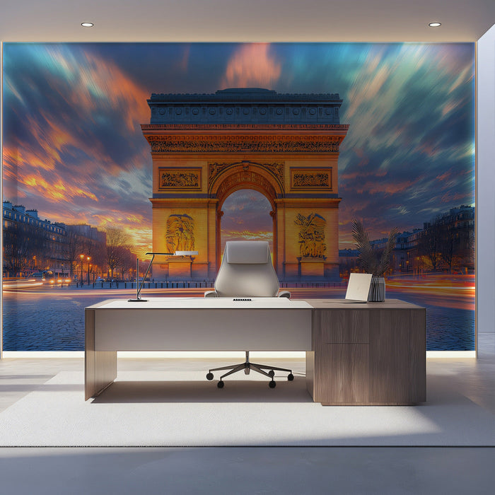 Arc de Triomphe Cityscape Mural Wallpaper | Grand Urban Decoration