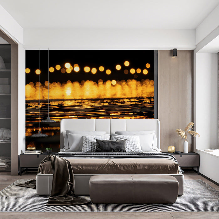 Blurred Lights Bedroom Mural Wallpaper | Modern Elegant Decoration