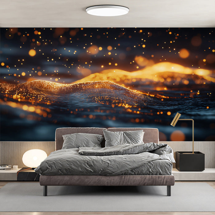 Blurred Lights Bedroom Mural Wallpaper | Modern Elegant Decoration