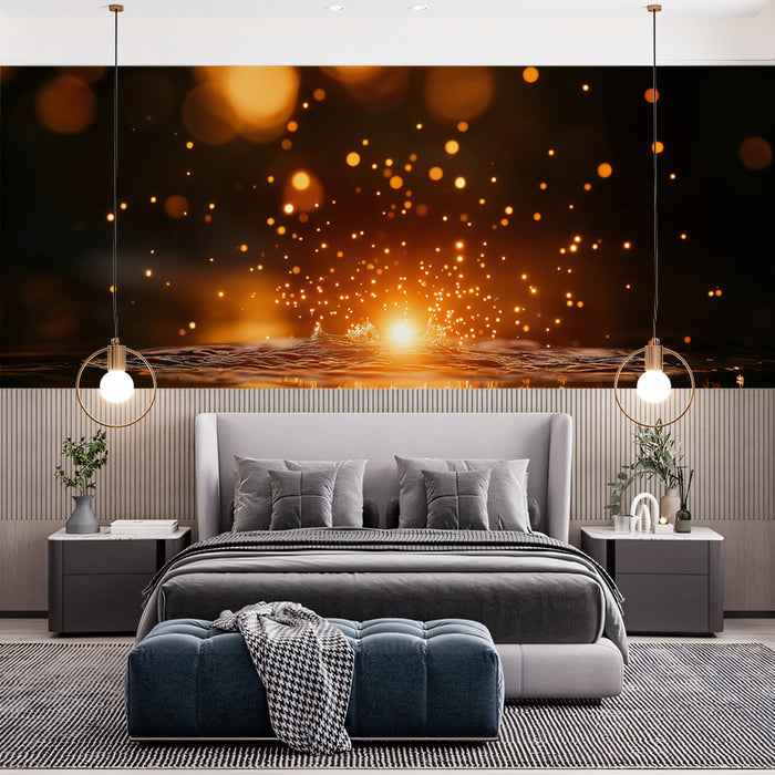 Blurred Lights Bedroom Mural Wallpaper | Modern Elegant Decoration
