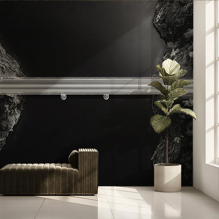 Black-and-White Bridge Over Water Mural Wallpaper | Modern Dramatic Decoration