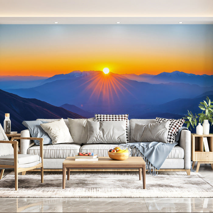 Mountain Sunrise Vibrant Mural Wallpaper | Vibrant Natural Decoration