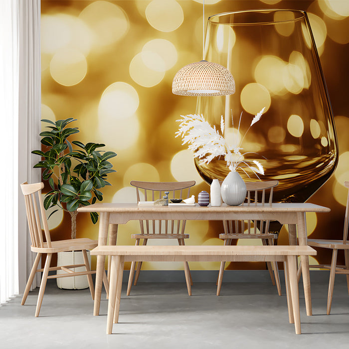 Golden Bokeh Glass Mural Wallpaper | Glamorous Modern Decoration
