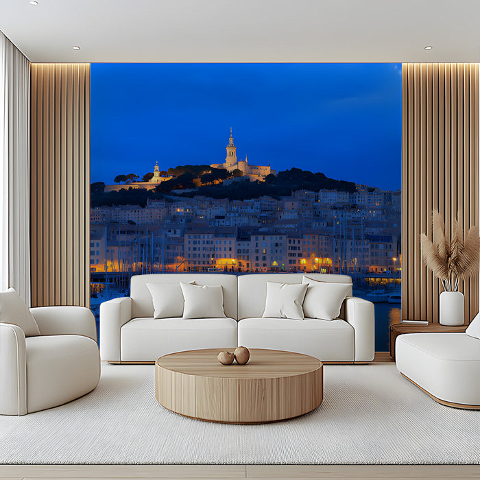 Hilltop Fortress Cityscape Mural Wallpaper | Majestic Calm Decoration