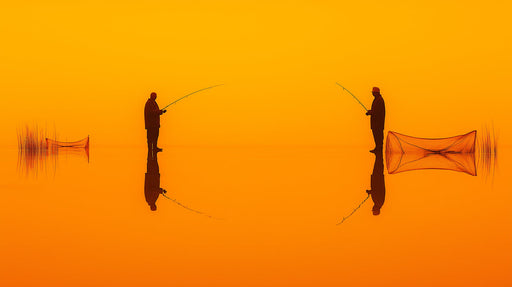 Geometric Sunset Fishing II Living Room Mural Wallpaper | Contemporary Artistic Decoration