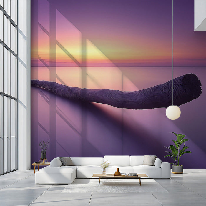 Purple Geometric Tree Living Room Mural Wallpaper | Contemporary Artistic Decoration