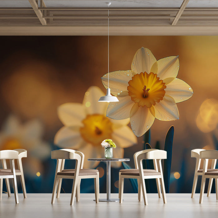 Daffodil Cafe Mural Wallpaper | Cheerful Inviting Decoration