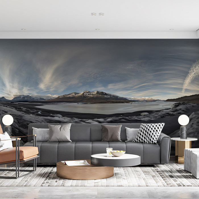 Mountain Lake Living Room Mural Wallpaper | Grand Tranquility Decoration