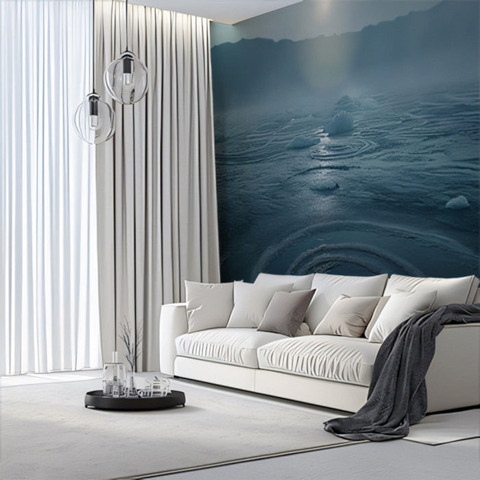 Misty Ocean Living Room Mural Wallpaper | Calming Mystical Decoration