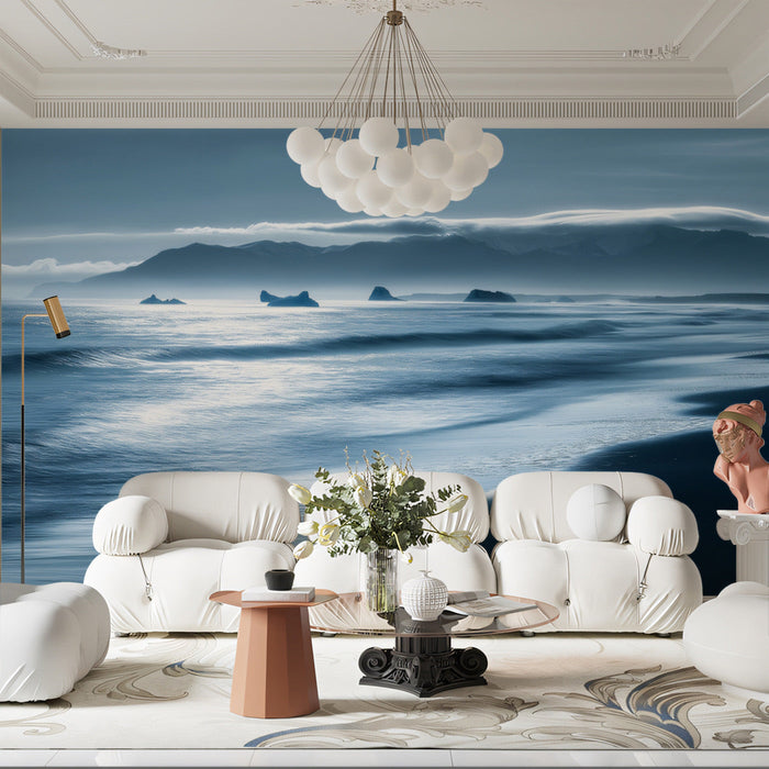 Oceanic Horizon Living Room Mural Wallpaper | Tranquil Vast Decoration