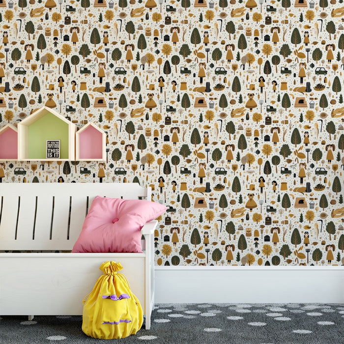 Whimsical Forest - Themed Playful Wallpaper for Children's Rooms