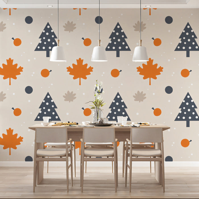 Autumn - Inspired Geometric - Leaf Wallpaper for Dining Rooms