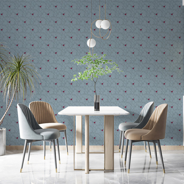 Blue - Gray Subtle - Fruit Pattern Wallpaper for Dining Rooms