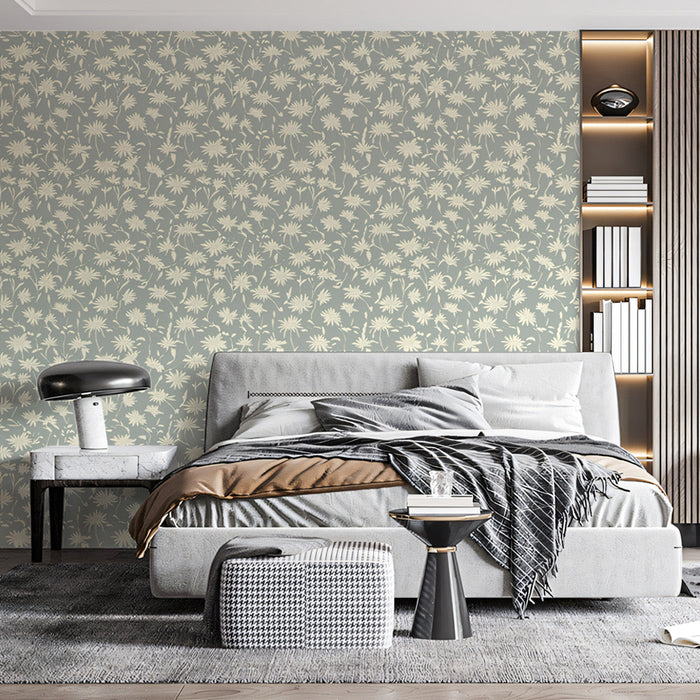 Light Green Daisy Pattern- Fresh & Calm Wallpaper for Bedrooms