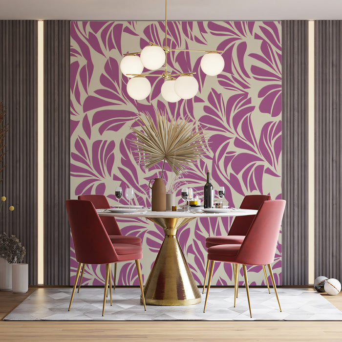 Lavender Bloom Wallpaper ¨C Purple and Beige Botanical Design for Elegant Spaces