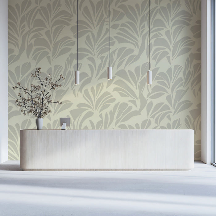 Abstract Leaf Mural Wallpaper | Black and White Botanical Burst