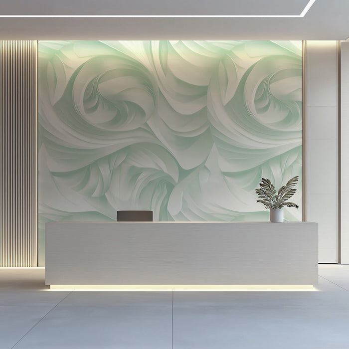 Mint Dreamwave Mural Wallpaper | Abstract Soft Swirl in Pastel Green