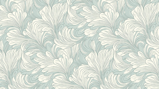 Feathered Wave Mural Wallpaper | Light Green and Ivory Flowing Petal Design