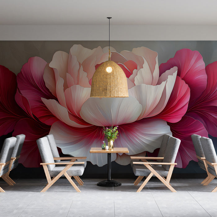 Papel tapiz mural floral de peonía roja, arte de pared de flores acuarela de gran tamaño, papel tapiz botánico romántico para dormitorio, sala de estar