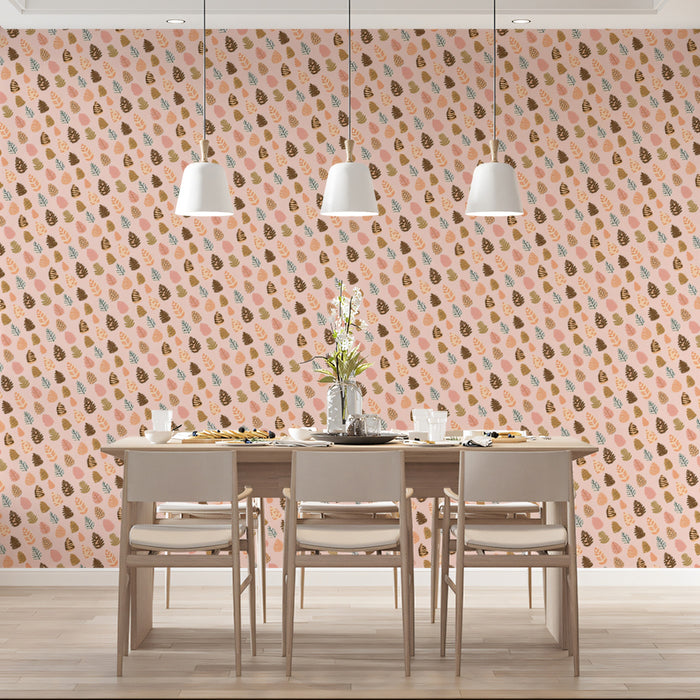 Midnight Blue Leaf Mural Wallpaper | Hand-Painted Botanical Motifs on Dark Background
