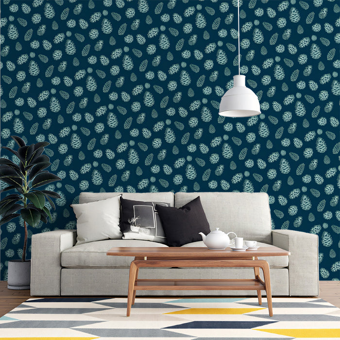 Arbres de pin dessinés à la main | Mur mural de forêt répétitif