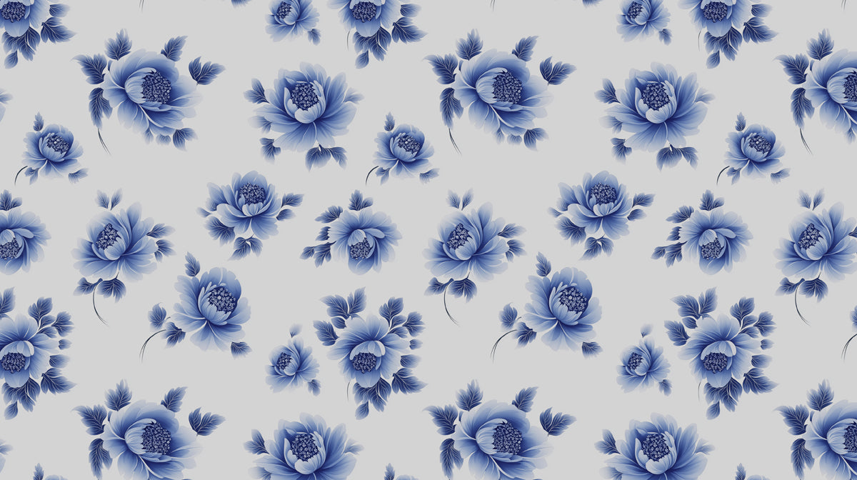 Indigo Peony Elegance | Blue Watercolor Floral Wallpaper