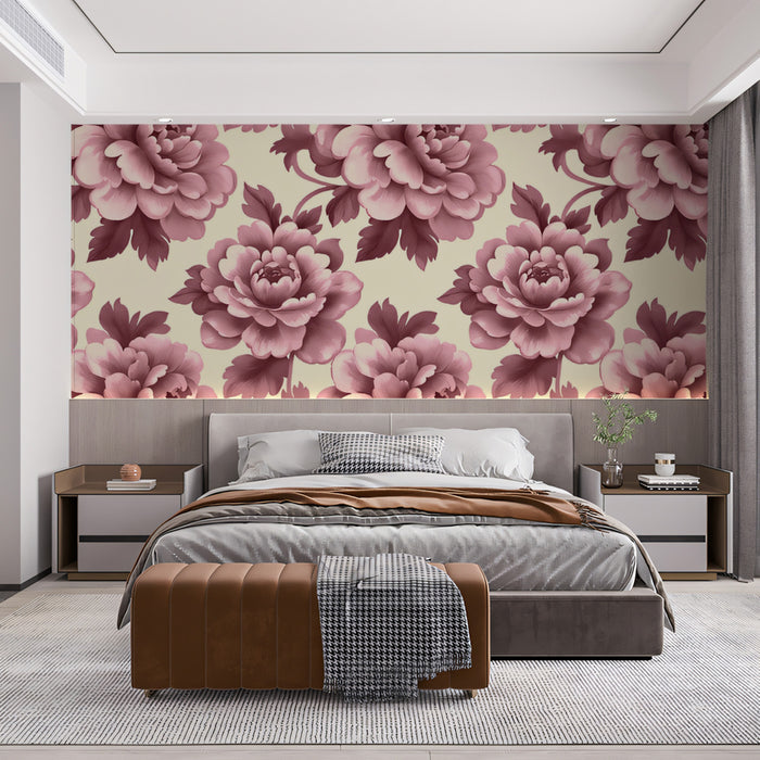Muro fiorito di peonia rosa polveroso | Classico opulento floreale