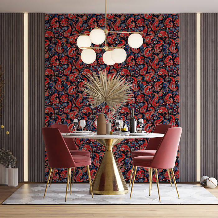 Intricate Paisley Micro-Pattern Mural Wallpaper | Subtle Eclectic Texture