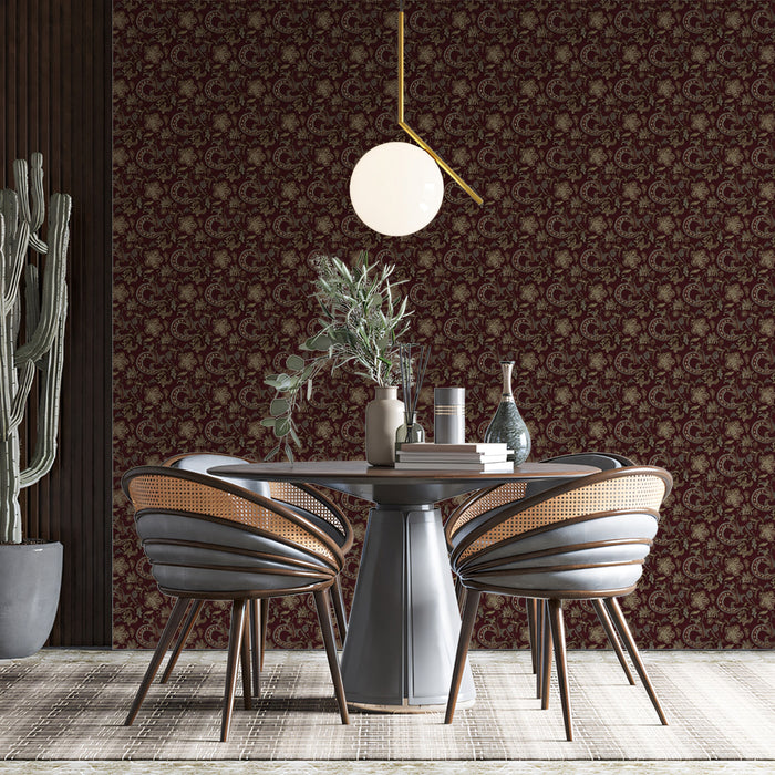 Subtle Batik Pattern Mural Wallpaper | Miniature Floral & Paisley Texture
