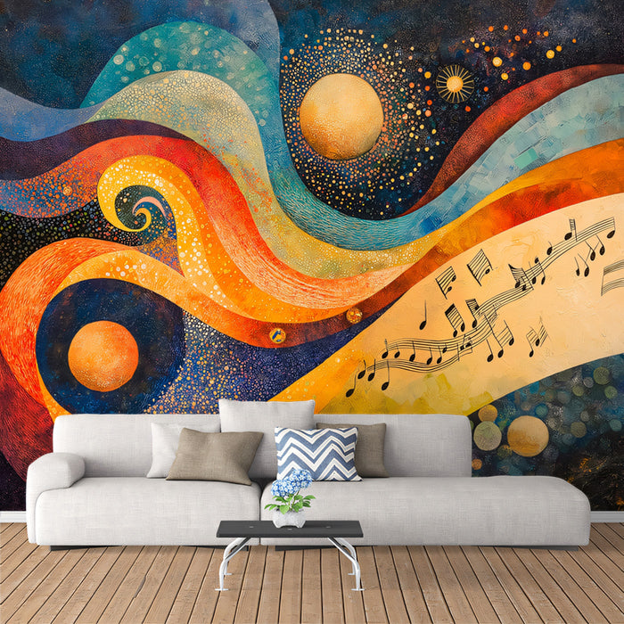 Abstract Musical Passion Mural Wallpaper | Vibrant Expressionist Symphony