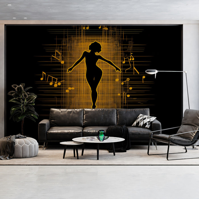 Papier peint mural Golden Dancer Music Grid | Harmonie structurée et grâce