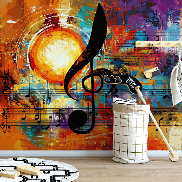 Urban Grunge Music Mural Wallpaper | Ritmo Astratto Grezzo