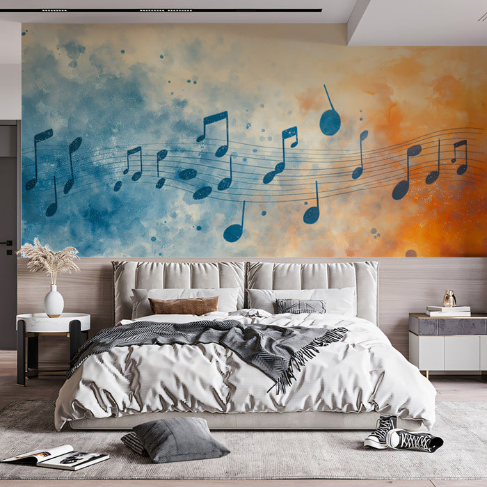 Watercolor Melody Flow Mural Wallpaper | Gentle Abstract Musical Notes
