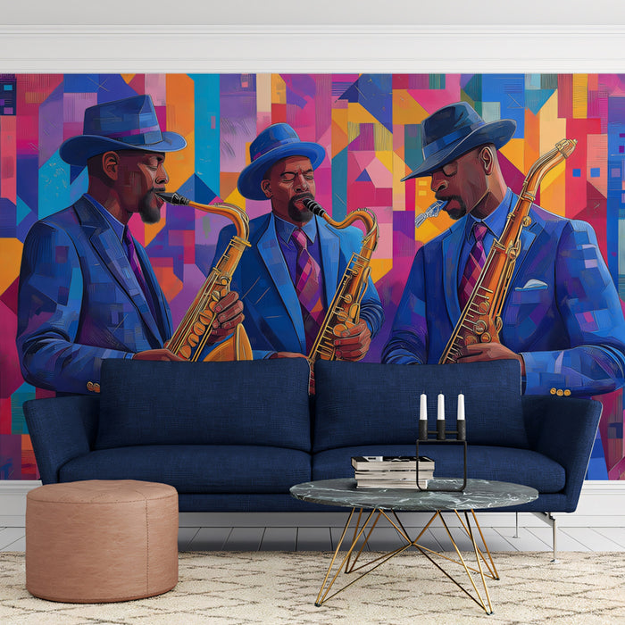 Papier Peint Mural Musicien de Jazz Abstrait | Soulful Rhythmic Strokes