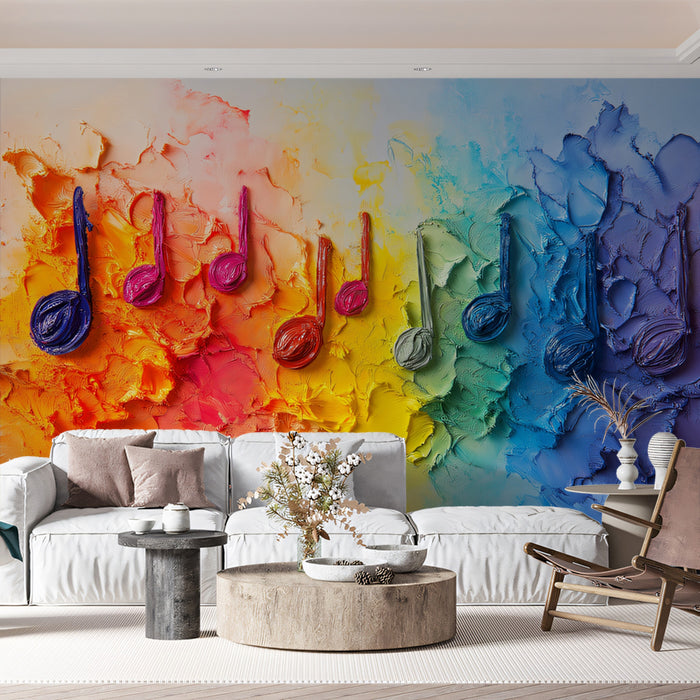 Synesthetic Music Art Mural Wallpaper | Vibrant Sensory Symphony