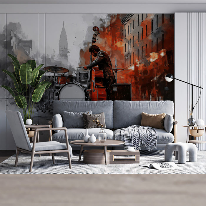 Urban Jazz Scene Mural Wallpaper | Rapsodia delle Performance di Strada