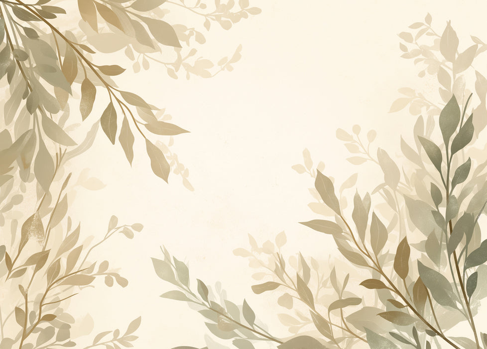 Papel tapiz mural de hojas verdes para una sala de estar | Diversas tonalidades de hojas verdes y beige