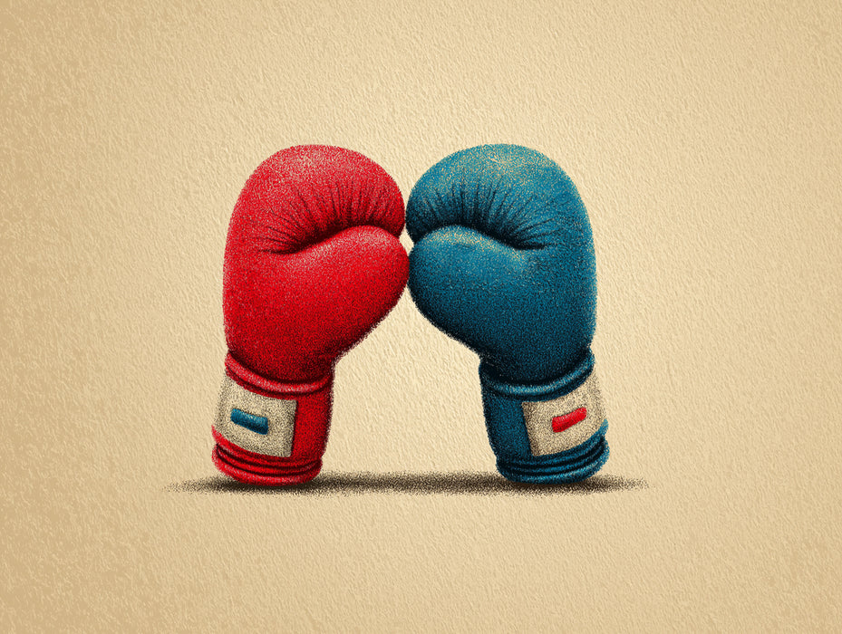 Póster de Guantes de Boxeo en Papel Tapiz | Retro Rojo y Azul Minimalista Emparejamiento